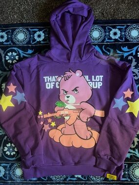 Alocs Purple Graphic Hoodie with Bear Print